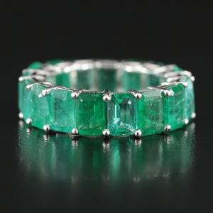 Platinum 8.50 Ct. Emerald Eternity Band with GIA Report